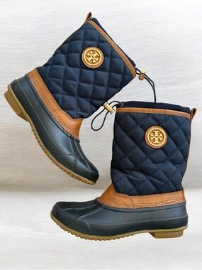 💙👢♥️ TORY BURCH Denai Quilted Rain Booties Shoes Size 8